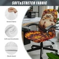 thumbnail image 6 of ZIATUBLES Desk Computer Chair Slipcovers Soft Washable Rotating Chair Cover Stretch Spandex Fabric Home Office Chair Covers Removable Furniture Protector Cover, S, Hedgehog Maple Leaf Fruit, 6 of 7