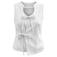 thumbnail image 4 of Cilsoka Women's Summer Sleeveless Cotton Linen Tank Tops 2026 Tie Front V Neck Wrap Tank Tops Split Front Dressy Going Out Top Shirt, 4 of 5