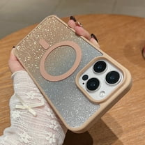 Gradient Color Case for Apple iPhone 12 Mini, Stylish Slim Clear Back Cover with Glitter Bling Paper Compatible with Magsafe Anti-Yellow Shockproof Case for Girls Women,Desertgold