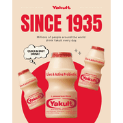 Yakult Non-Fat Live & Active Probiotic Drink, 2.7 fl oz, 5 Count, Gluten Free, Fat Free, Cholesterol Free- Yogurt section