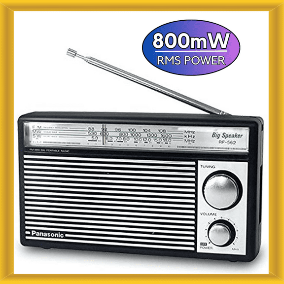 Panasonic RF-562D AM/FM/SW Battery Powered Shortwave Retro Transistor Radio, Black