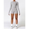 thumbnail image 2 of Nituyy Ensemble de Yoga Deux Pièces pour Femmes Manches Longues Col Rond Hauts et Shorts Tenue Active, 2 of 6