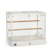 Prevue Pet Products Crystal Palace Luxe Bird Cage with Glass Doors, White Plastic Frame and Base