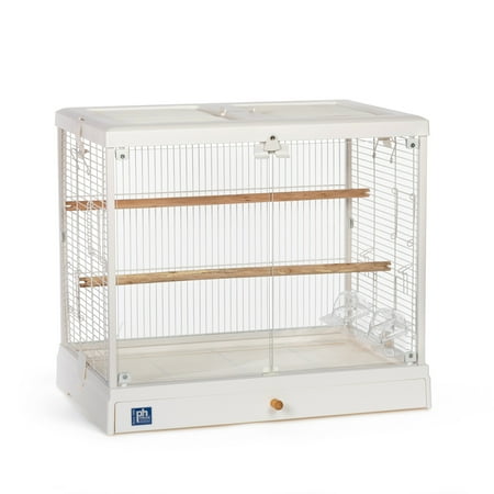 Prevue Pet Products Crystal Palace Luxe Bird Cage with Glass Doors, White Plastic Frame and Base