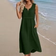 thumbnail image 5 of Horkkom Maxi Dresses for Women Summer V Neck Solid Color Sleeveless Dress Casual Long Vacation Beach Dresses L, 5 of 5