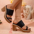 thumbnail image 5 of Slide Sandals Women Adjustable Buckle Flatform Block Heel Slip On Open Toe Casual Summer Dress Walking Shoes, 5 of 6