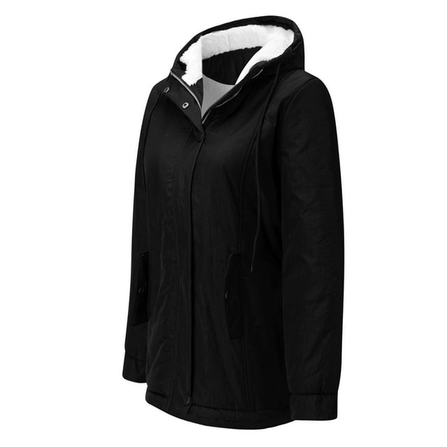 Women Solid Color Coat Button Down Overcoat Long Sleeve Cardigan Fluffy Jacket Windproof Outer Coat Warm Winter Overcoat