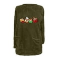 thumbnail image 4 of Plain Pullover Round Neck Fuzzy Fleece Long Sleeve Tops Womens Thick Thermal Sweater Warm Plush Sweatshirt with Pockets,Army Green,XL, 4 of 4