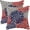 Blue Red Grey, variant on 4th of July Pillow Covers 16x16 Set of 2, Red Navy Blue White Dahlia Floral Decorative Throw Pillows Linen Geometric Flower Modern Style Cushion Pillow Covers for Sofa Couch Outdoor Decor