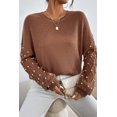 thumbnail image 5 of Women's Chestnut Beaded Drop Shoulder Round Neck Sweater | [ZhiHiMeRi] | (US 12-14)L, 5 of 7