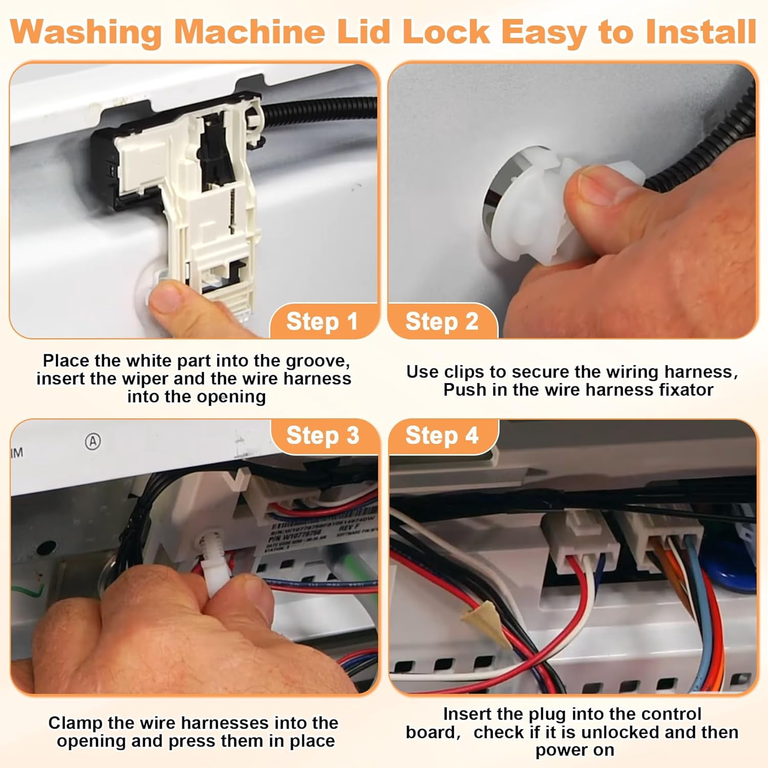 Washer Lid Lock Replacement For Maytag MVWC465HW0 MVWC465HW1 MVWC465HW2 MVWC555DW1 MVWC565FW0 MVWC565FW1 MVWC565FW2 MVWX655DW1 MVWX655DW2 MVWX700AG0 Washing Machine