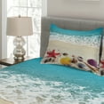 thumbnail image 2 of Ambesonne Beach Quilted Coverlet 3 Pcs, Sea Shells on Sandy Coast, Queen Size, Multicolor, 2 of 4