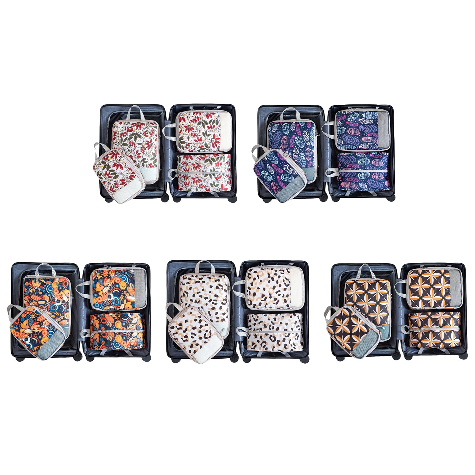 Set of 4 Travel Organizers Packing Bags Stylish Printing Travel Organizers Cubes For Clothes And Accessories