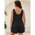thumbnail image 4 of SWQZVT Rompers for Women Summer Clothes Sleeveless Jumpsuits with Pockets Crew Neck Tank Shorts Cotton Outfit Set Black L, 4 of 6