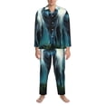 thumbnail image 3 of Fotbe Wolf Pattern Long Sleeve Pajama Set for Men,Sleepwear Set,2-piece Loungewear Set,Soft PJs Comfy Nightwear with Pockets-X-Large, 3 of 7