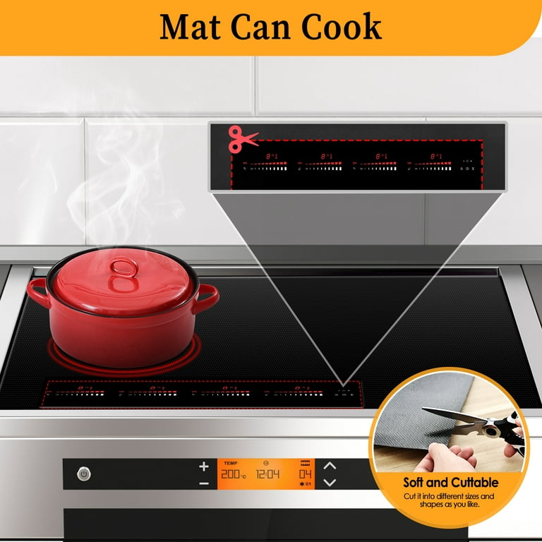 Induction Cooktop Protector Mat 20.4x30.7 Inch Heat Resistant Anti-scratch  Glass Top Stove Cover, Silicone Fiberglass Mat for Induction Stovetop