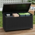 thumbnail image 2 of Dextrus Deck Box- 230 Gallon Wicker Large Outdoor Storage Box, Waterproof Patio Furniture and Storage Deck, Rattan Storage Bin - Black, 2 of 10