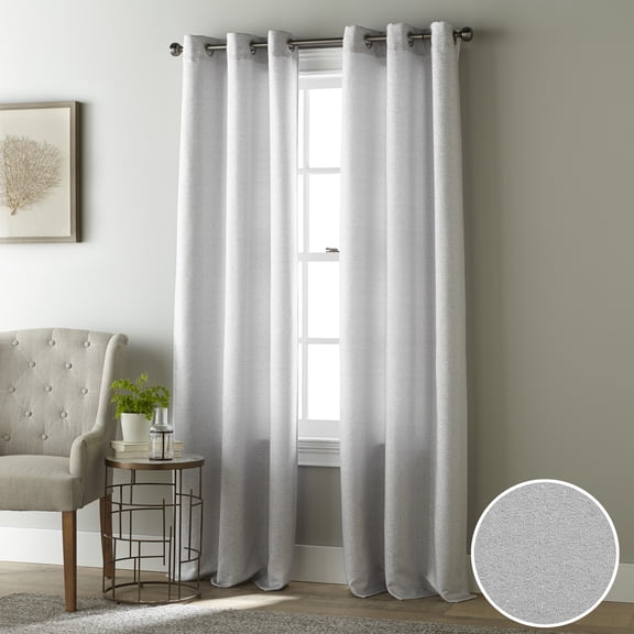 Nanshing Francis Semi-Sheer Grommet Top Curtain Panels, Set of 2, Grey, 37" x 84"