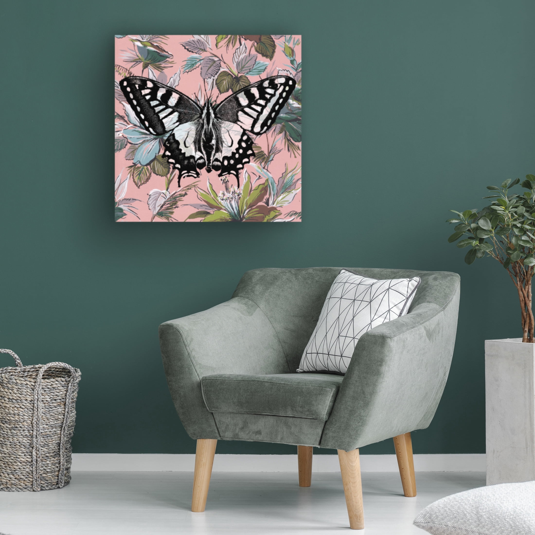 Canvas Wall Art - Dean Russo- Exclusive 'Butterfly Wallpaper Square' Wall Art for Living Room, Bedroom, or Office Décor by Trademark Fine Art - 14 x 14 Inches