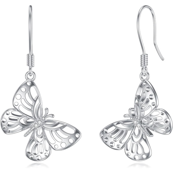 Diamond Butterfly Dangle Earrings for Women 925 Sterling Silver Butterfly Earrings Diamond Earrings Jewelry Gifts for Women