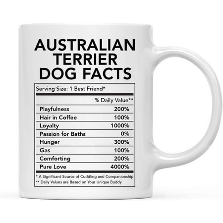 

Funny Dog Lover s 11oz. Ceramic Coffee Mug Gift Australian Terrier Nutritional Facts 1-Pack Dog Mom Dad Birthday Christmas Ideas
