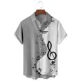 thumbnail image 3 of Mens Button Up Shirt Musical Symbol Print Turndown Collar Shirt Short Sleeve Casual Relaxed Fit Lightweight Mens Shirts, 3 of 4