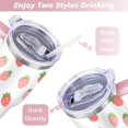 thumbnail image 5 of Mug with Handle and Straws 40 oz Insulated Strawberry Fruit Travel Cup Birthday Present for Women Girls Daughter Mom Gifts for Him/Her Coffee Mugs, 5 of 7