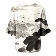 thumbnail image 6 of IMENGL Button Down Shirt for Women Casual Outfits Art Print V Neck 3/4 Sleeve Decor Fit Top Summer Retro Loose Basic Women's Blouses,M-XXXL, 6 of 6