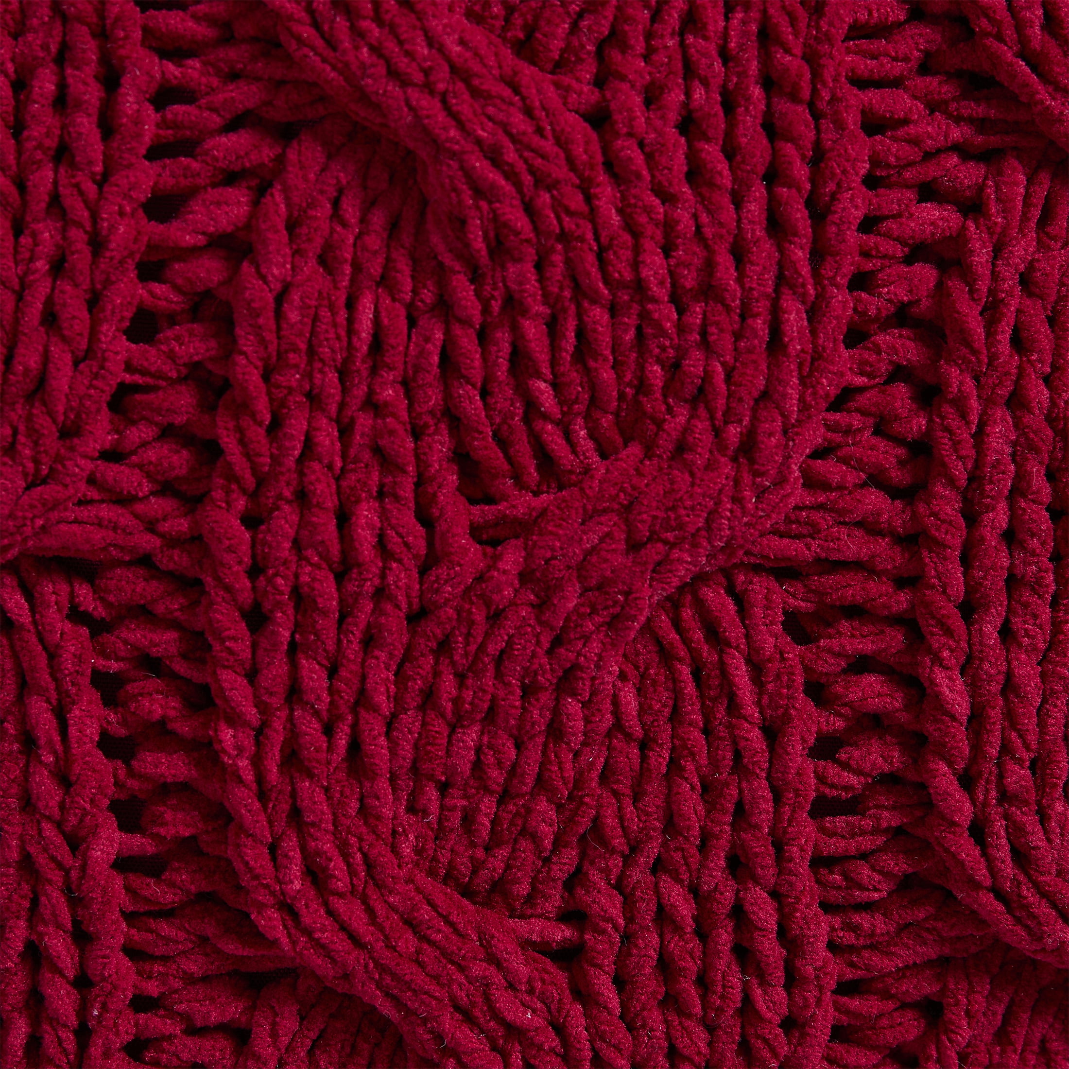 My Texas House Monte 20" x 20" Red Chenille Cable Knit Decorative Pillow