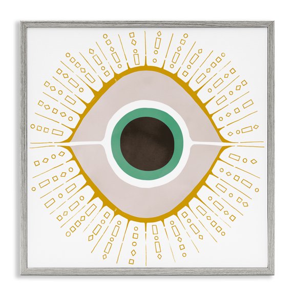 Stupell Industries Southwestern Contemporary Evil Eye Symbol Gray Framed Giclee Art, 12 x 12, by Ziwei Li