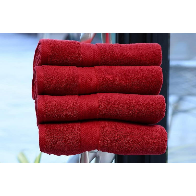 Akti Luxury Bath Towels Set of 4, Cotton Shower Towels for Bathroom 27x54 Best Hotel Towels - Red, Size: 27 x 54
