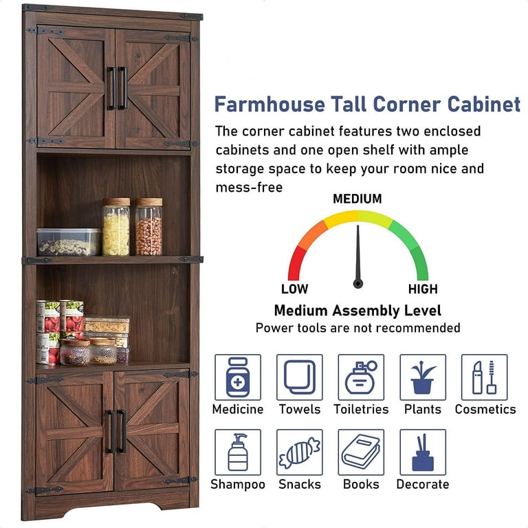 Home & Kitchen Women's Apparel and Accessories  Best Price in 2023 at  JennyLynn & Co. JXQTLINGMU Farmhouse Corner Cabinet, Tall Corner Bathroom  Storage Cabinet with Barn Door Design & Adjustable Shelves