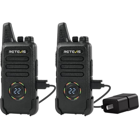RT22S Walkie Talkies Rechargeable,Small Walkie Talkies for Adults,VOX Alarm Channel Signal Display,Compact Two Way Radios for Family Community Camping Hiking Outdoor Trip(2 Pack)