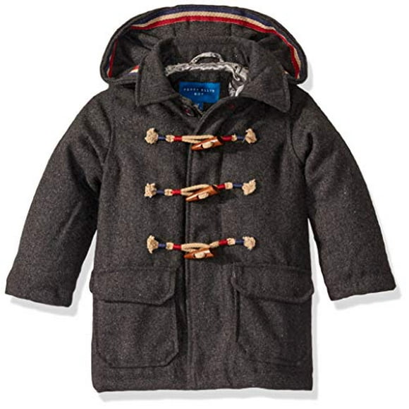 Boys' Big Wool Duffle W/ a Trims, Charcoal, 18