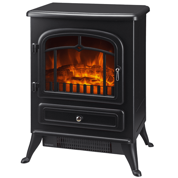 Gundir Electric Fireplace Heater, Freestanding 3D LED Flame Stove with 2 Heat Settings, 21.5 Inch Infrared Heater for Bedroom Living Room, 1450W, Black