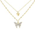 thumbnail image 1 of Women Necklace Double Layers Butterfly Shape Rhinestone Portable Lady Pendant for Gift, 1 of 10
