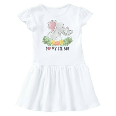 

Inktastic I Love My Lil Sis Elephants with Flowers Gift Baby Girl Dress