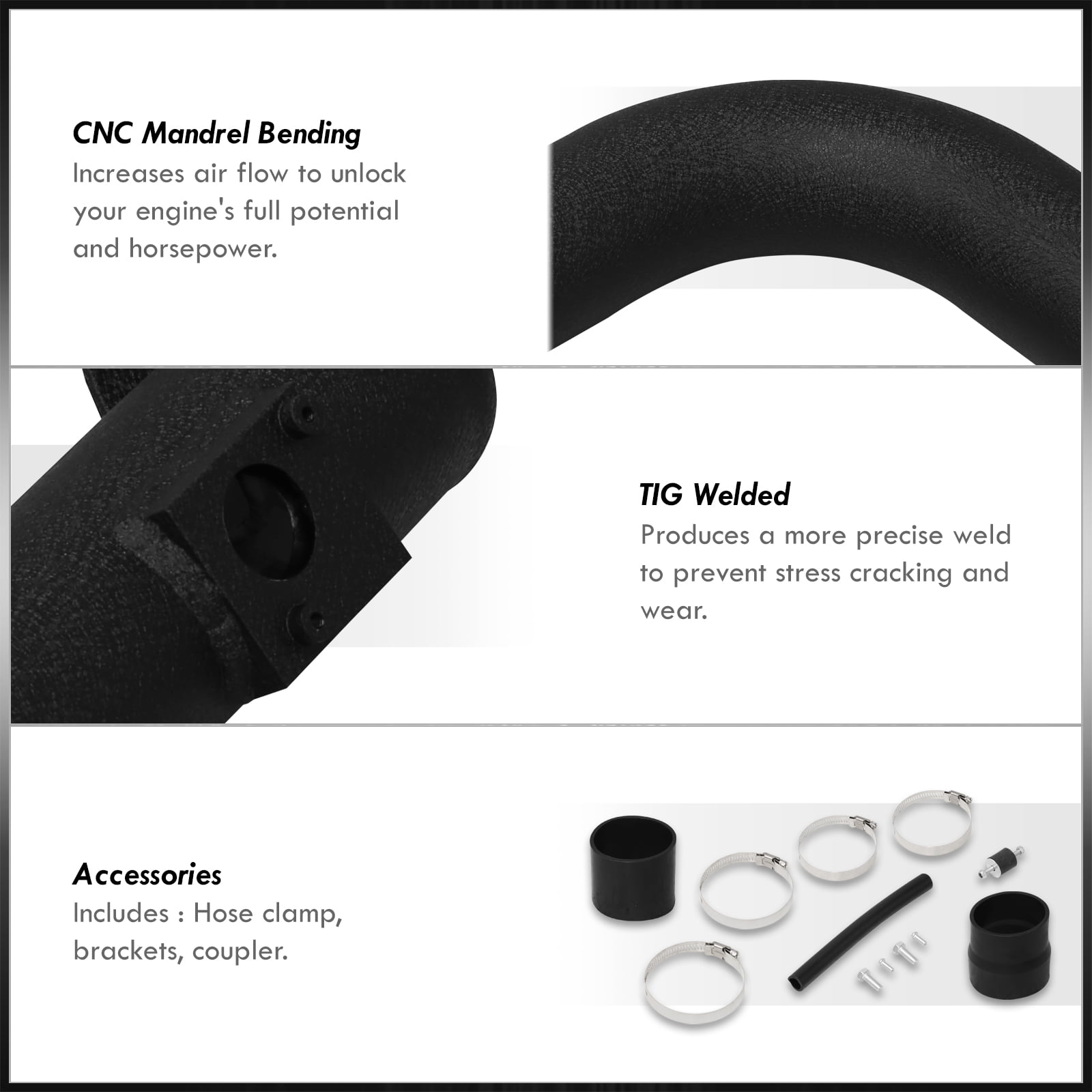 AJP Distributors JDM Cold Air Short Ram Intake CAI SRI Cooling Induction System Kit Black Aluminum Piping Pipe Set + Filter Compatible/Replacement For Scion tC 2.4L l4 2007 2008 2009 2010 07 08 09 10