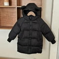 thumbnail image 2 of Odeerbi Toddler Boys Girls Winter Coat Quilted Puffer Jacket Thermal Padded Coats Kids Solid Color Hooded Jacket Cotton Thick Velvet Zipper Outerwear Toddler Clothes Black, 2 of 4