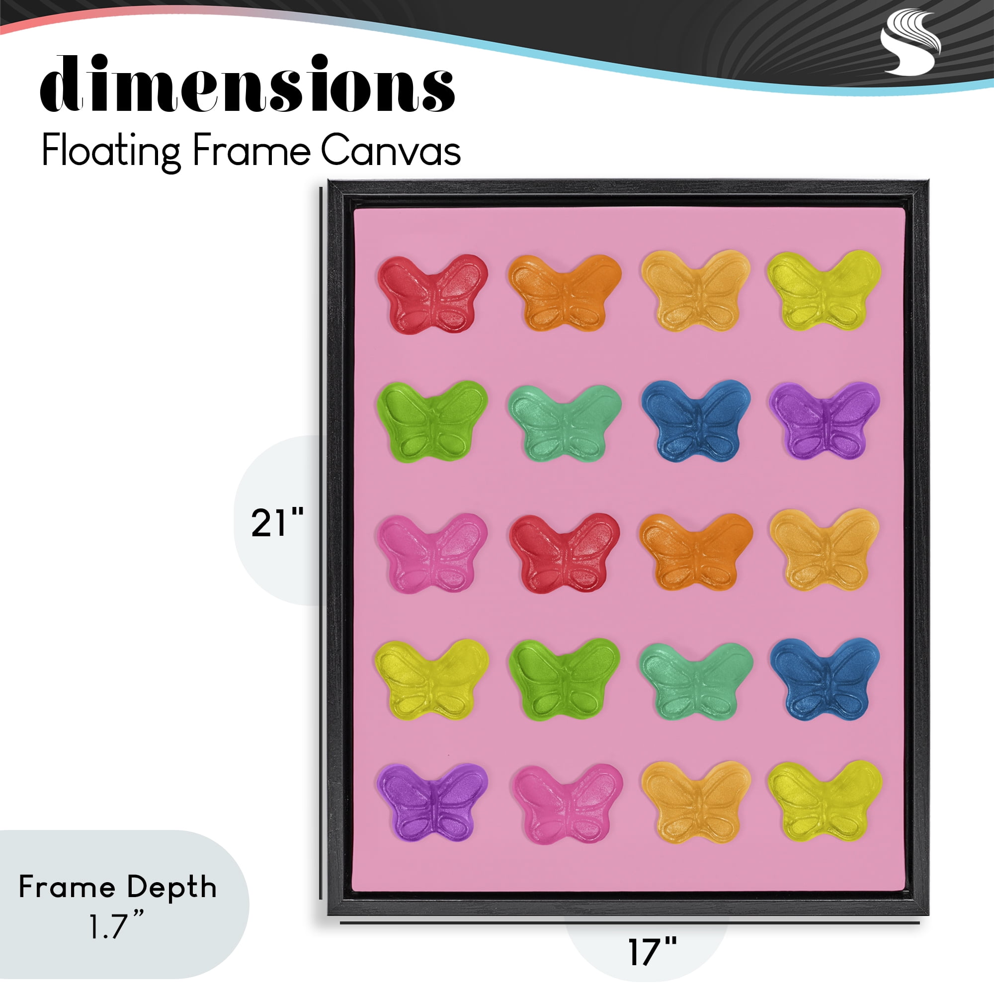 Stupell Industries Colorful Butterflies on Pink Black Framed Floater Canvas Wall Art, design by LISH Creative