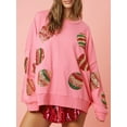 thumbnail image 2 of Women Juniors Christmas Sweatshirt Sequined  Long Sleeve Pullover Tops Casual Streetwear for Teen, 2 of 7