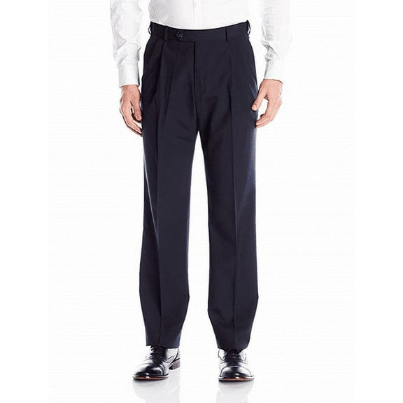 Palm Beach Men's Performance Expander Double Reverse Pleated Dress Pants