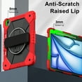 thumbnail image 6 of ELEHOLD Rugged Hybrid Case For Apple iPad Air 13 (2024), with Built-in Kickstand 360° Rotating Handstrap Pencil Holder Crossbody Shoulder Strap Shockproof Heavy Duty Case, Red+Black, 6 of 10