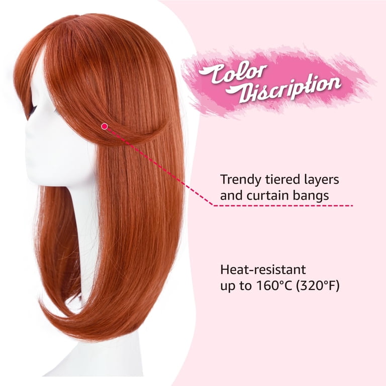 Hair Topper with Bangs, Reddish Brown, 12” Long. Synthetic Amazon.com : QIANCHUN Silk Straight Hair Topper Thick Bangs  main image 3