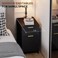 thumbnail image 4 of LAZZO Narrow Nightstands Set of 2, 11.8" Modern Fluted End Tables with Drawers & Charging Station for Living Room & Bedroom, Black, 4 of 9
