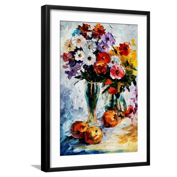 Art.com Flower Arrangement Art Print by Leonid Afremov, Black Frame Wall Art, 21" x 29"