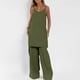 thumbnail image 2 of Conjunto de Pantalones Cortos de Verano con Cuello en V, Blusa sin Mangas Y Pantalones de Bolsillo Sueltos, Traje Casual de 2 Piezas para Mujeres, Conjunto de Mezcla de Algodón de Lavado a Mano, 2 of 9
