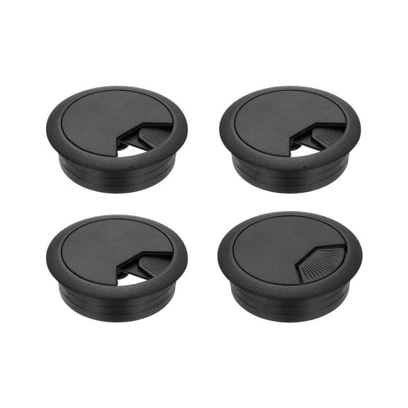 Desk Grommet 2", Plastic Desk Hole Cover Cable Grommet Cord Hole Cover Table Wires Organizer, Black 4 Pcs