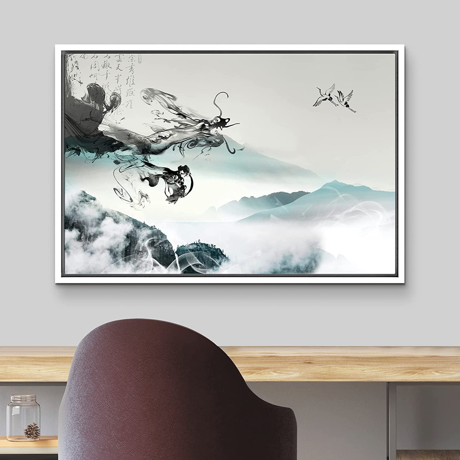 Ink Painting Chinese Style Poster Chinese Dragon Wall Art Poster Scroll  Canvas Painting Picture Living Room Decor Home Framed/Unframed