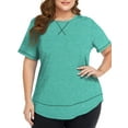 thumbnail image 2 of WellSize Womens Plus size Tops Curved Hem Summer Short Sleeve Shirts Loose Casual Tunic Tee, 2 of 8